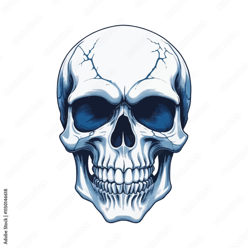 Fototapeta premium Skull skeleton vector design in different styles with solid background