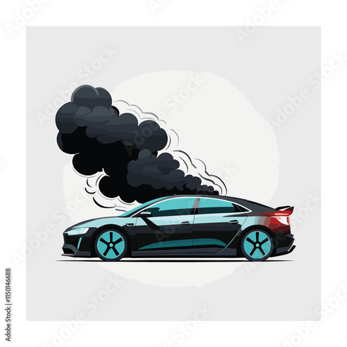 Car pollution vector illustration