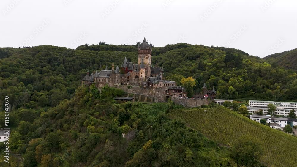 Castle in Cochem - Germany (drone) Castle in Cochem - Germany (drone)