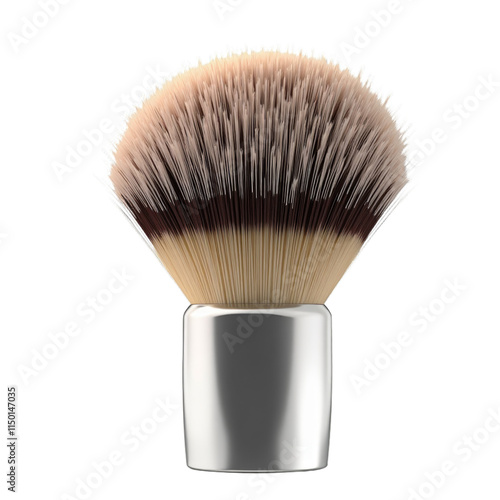 Closeup of a makeup brush with bristles against a black background