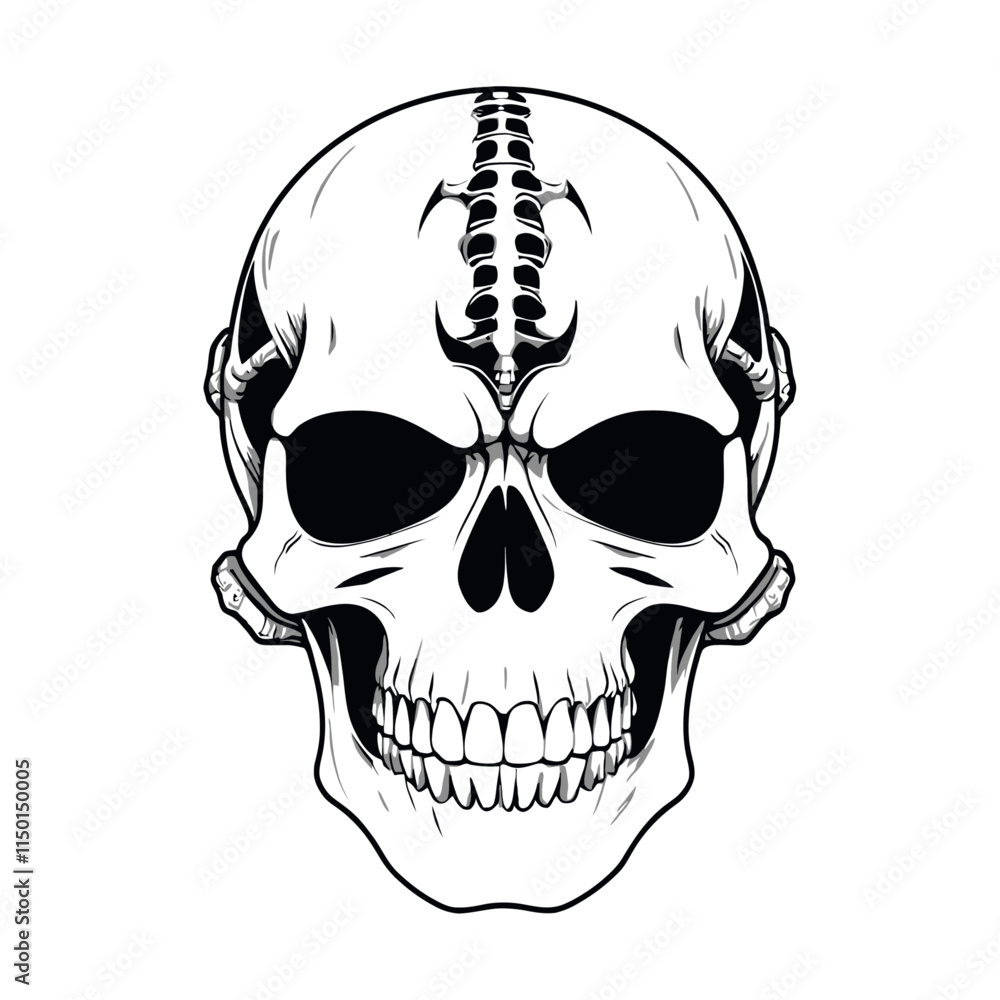 Fototapeta premium Skull skeleton vector design in different styles with solid background