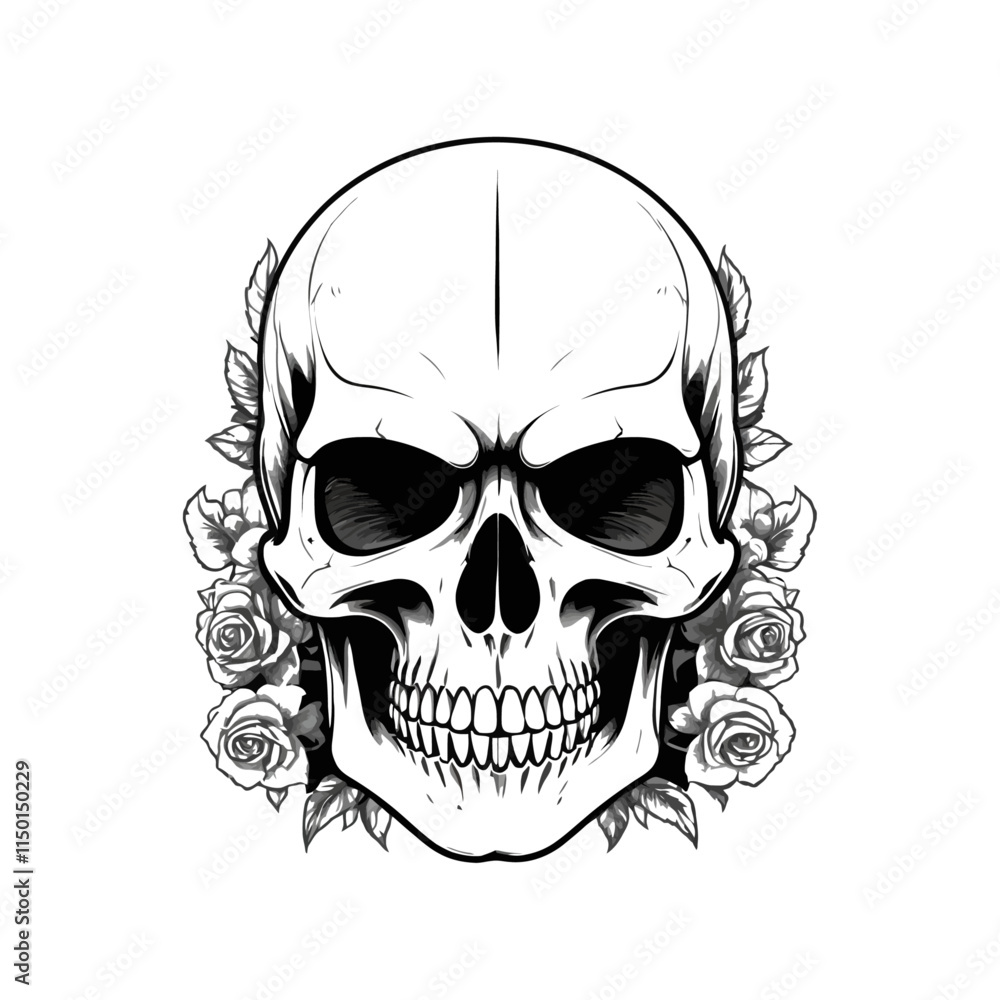 Fototapeta premium Skull skeleton vector design in different styles with solid background