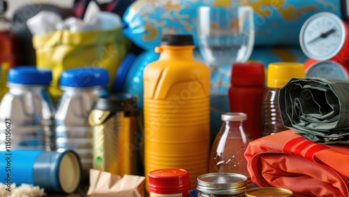 Emergency Supply Kit: A crucial collection of items such as food, water, and first aid materials, assembled to provide support during emergencies and natural disasters.
 photo