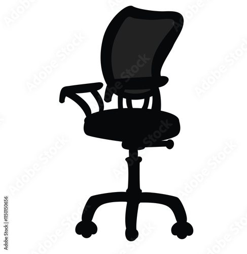Cute cartoon hand drawn vector office chair icon silhouette.