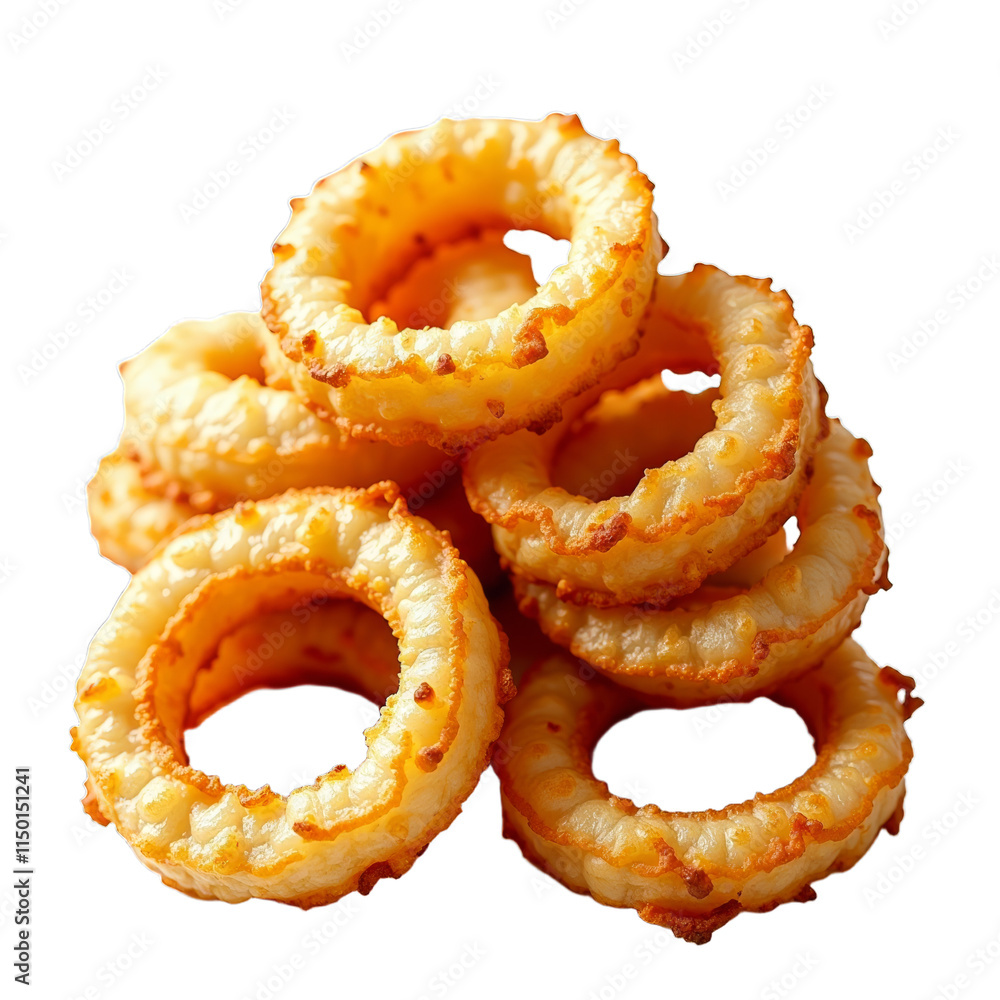 A stack of goldenbrown onion rings on a black background A stack of goldenbrown onion rings on a black background