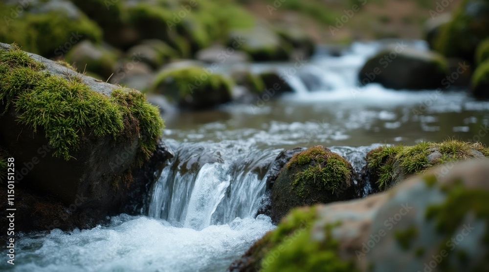 Mossy Mountain Stream Close-Up Mossy Mountain Stream Close-Up