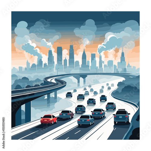 Car pollution vector illustration