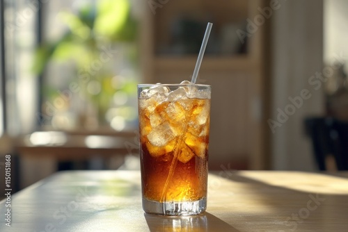 Refreshing Summer Drink in a Clear Glass