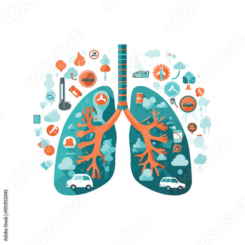 Car pollution vector illustration