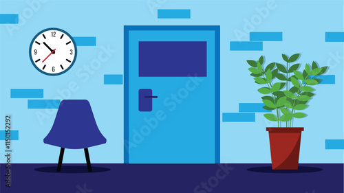 Interior of a Hallway of an Office or Waiting Room. Interiors and commercial building design vector art