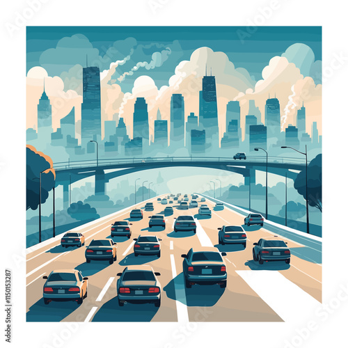 Car pollution vector illustration