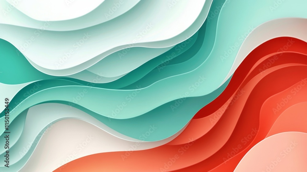 abstract wave background with peru, firebrick and light sea green colors abstract wave background with peru, firebrick and light sea green colors