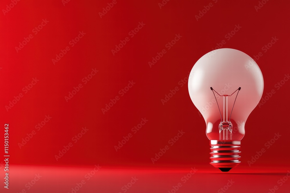 Light Bulb on Red Background with Minimalist Design and Shadow Light Bulb on Red Background with Minimalist Design and Shadow