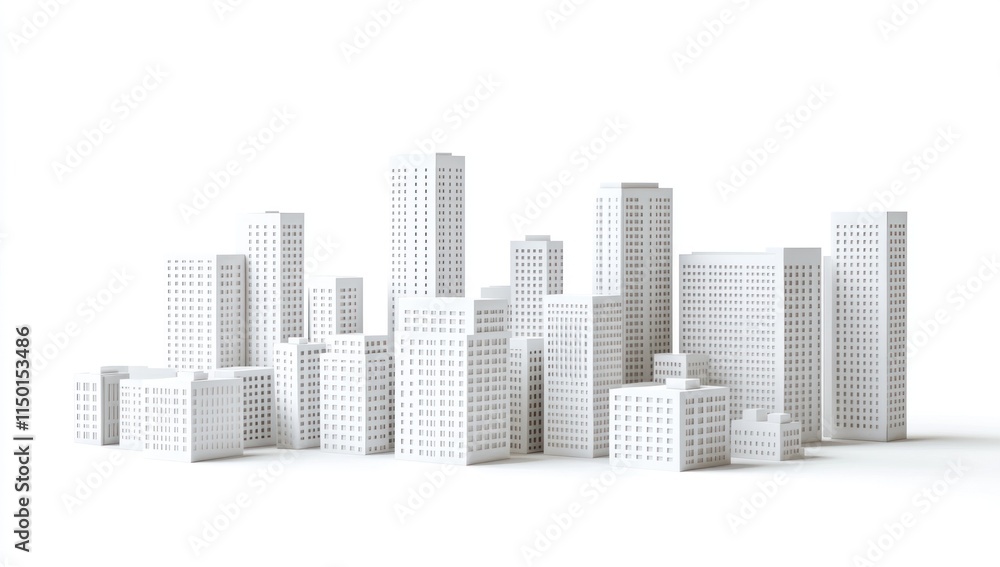 Minimalist white cityscape model. Minimalist white cityscape model.