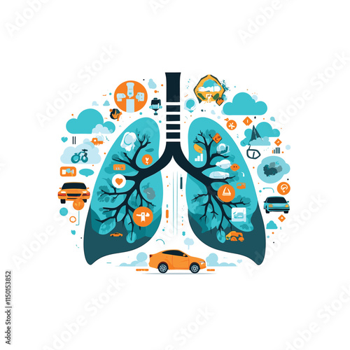 Car pollution vector illustration