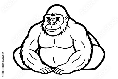 A sketch of a gorilla sitting calmly