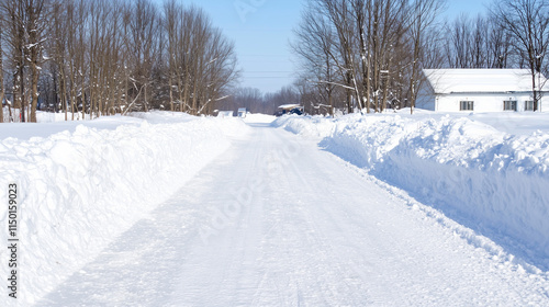 Snowy Country Road in Winte...
