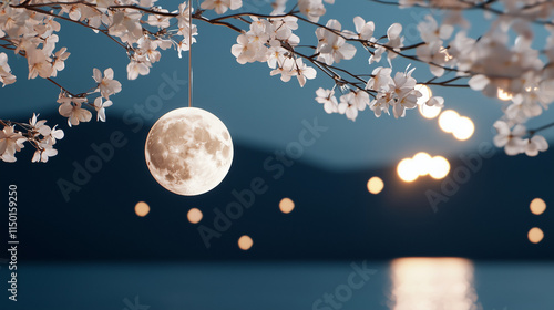 Serene Moonlit Cherry Blossoms