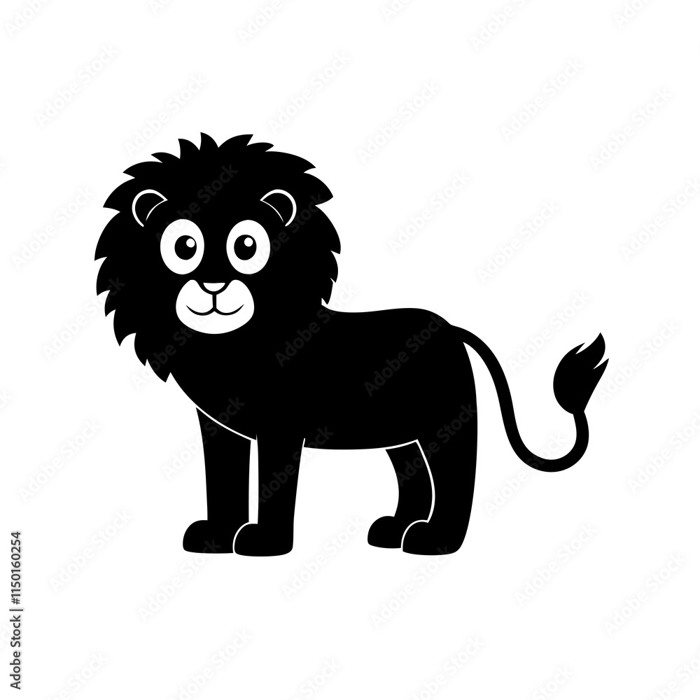 Obraz premium Lion cartoon vector silhouette