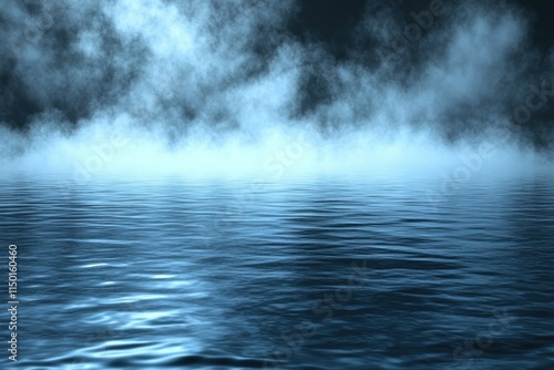 Dark Tranquil Ocean Scene Beneath Blue Atmosphere