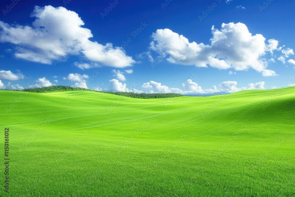 Lush Green Field Under a Bright Blue Sky Lush Green Field Under a Bright Blue Sky