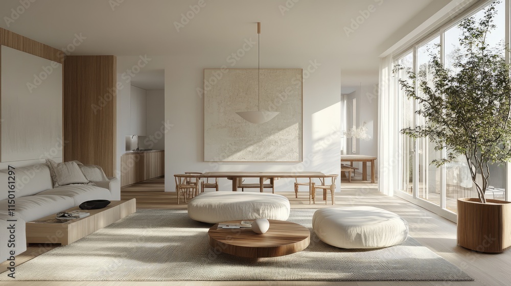 Scandinavian minimalist living room with natural light and modern decor Scandinavian minimalist living room with natural light and modern decor