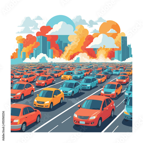 Car pollution vector illustration