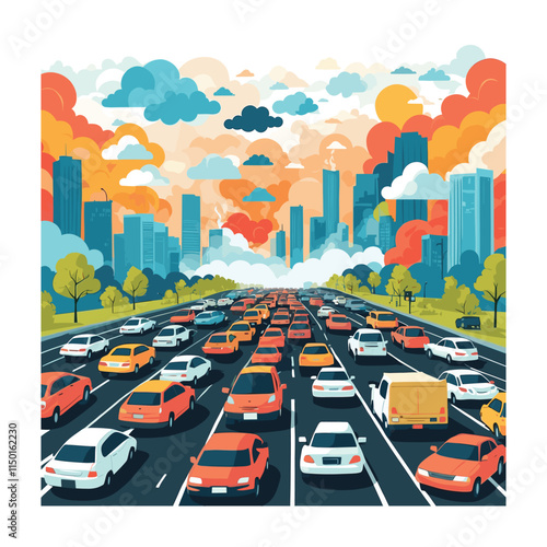 Car pollution vector illustration