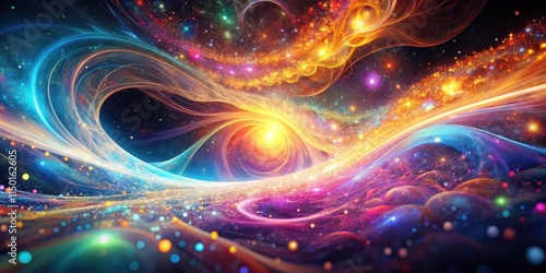 Abstract Cosmic Nebula Vibrant Swirls of Light and Color in Deep Space