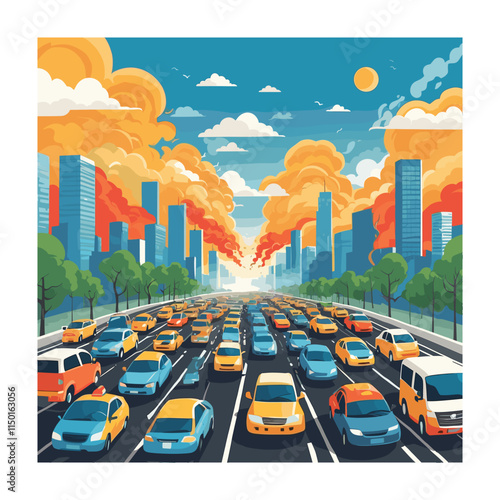 Car pollution vector illustration