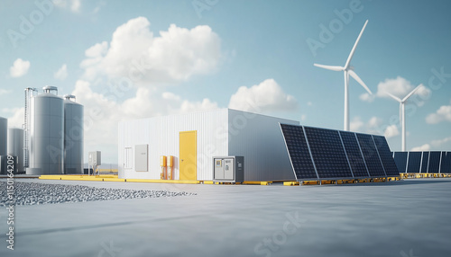 renewable energy plant and plenty copy space photo