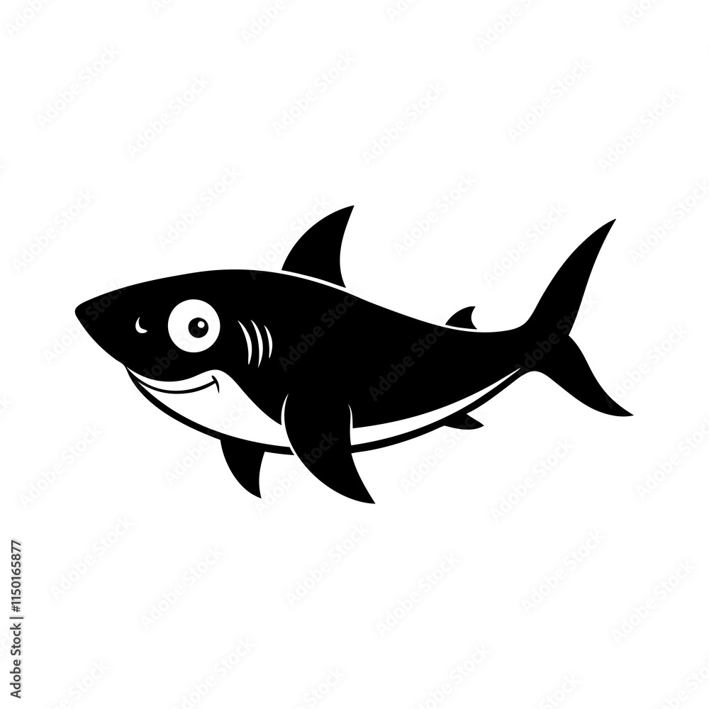 Shark cartoon vector silhouette Shark cartoon vector silhouette