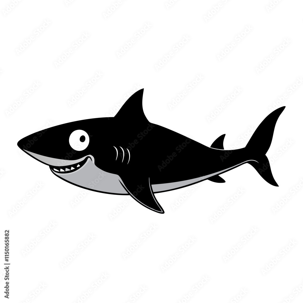 Obraz premium Shark cartoon vector silhouette