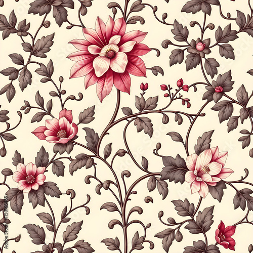 Wallpaper Mural seamless pattern with flowers Torontodigital.ca