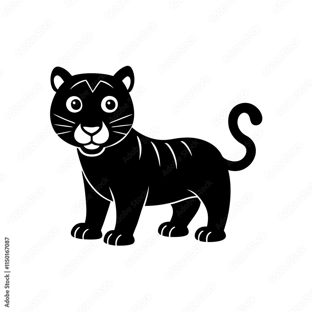 Obraz premium Tiger cartoon vector silhouette