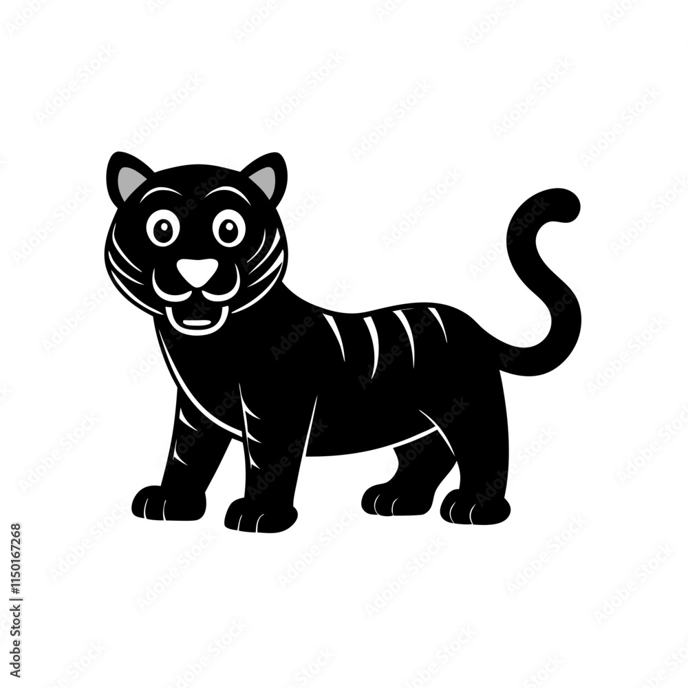 Fototapeta premium Tiger cartoon vector silhouette