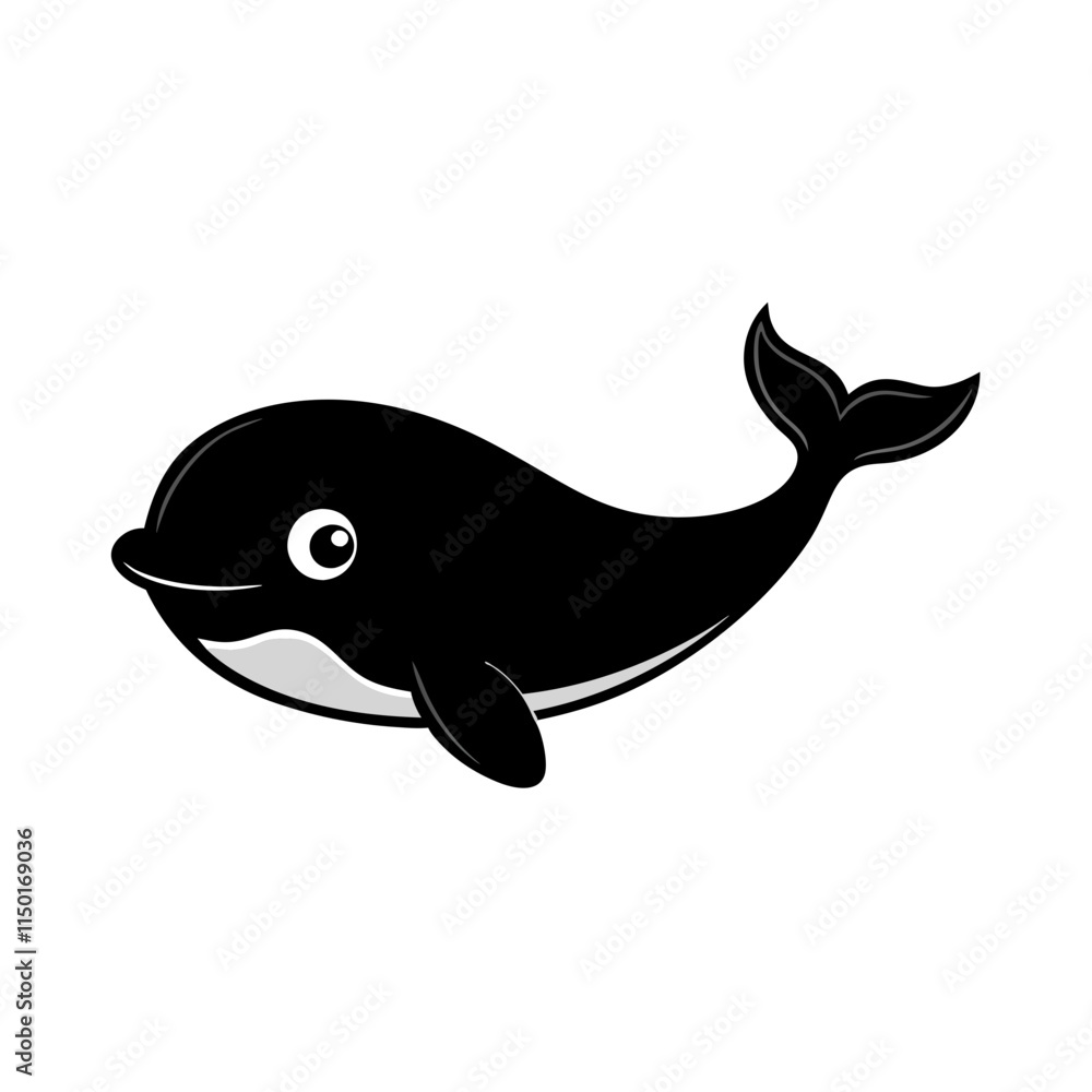 Fototapeta premium Whale cartoon vector silhouette