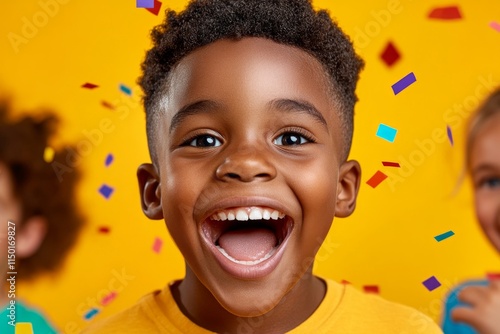 Wallpaper Mural A childrenâ€™s birthday party scene with colorful glitter confetti exploding into the air as the kids cheer Torontodigital.ca