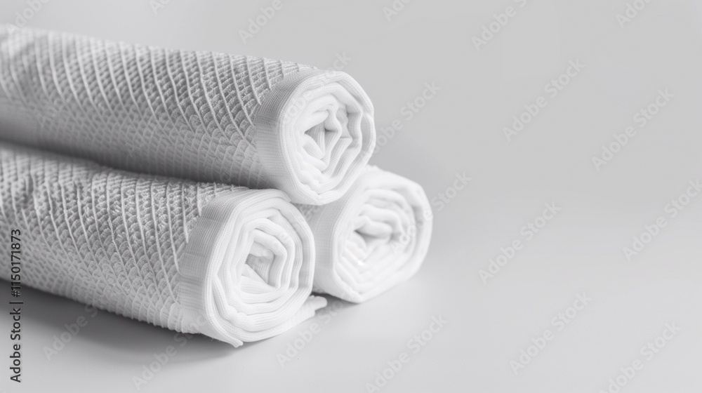 three rolled towels