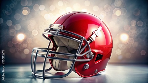 Red American Football Helmet, Isolated on White Background - High-Resolution Stock Photo