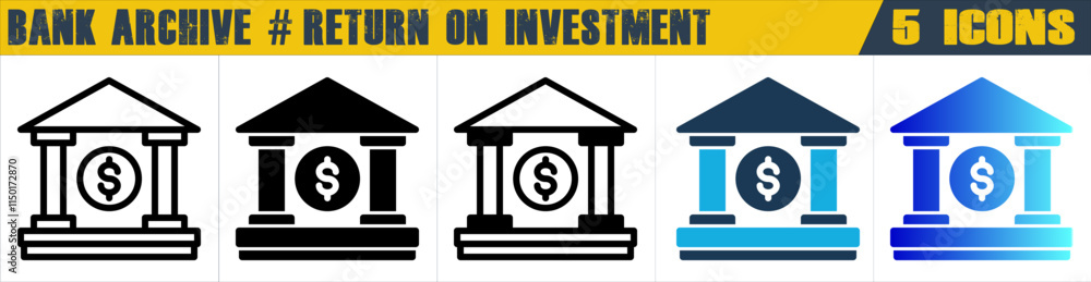 Bank icon with 5 styles (outline, solid, mixed, duotone and solid gradient) Bank icon with 5 styles (outline, solid, mixed, duotone and solid gradient)