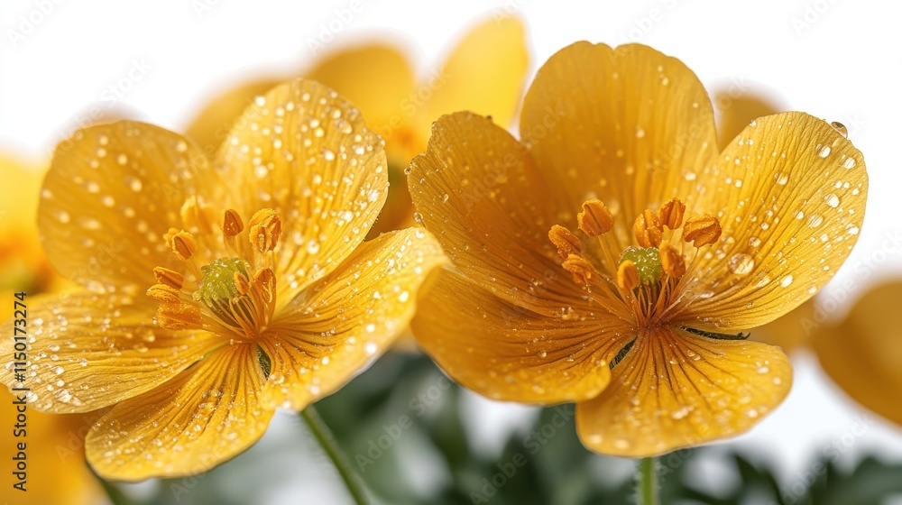 Obraz premium buttercup close up stock image isolated on a white background buttercup