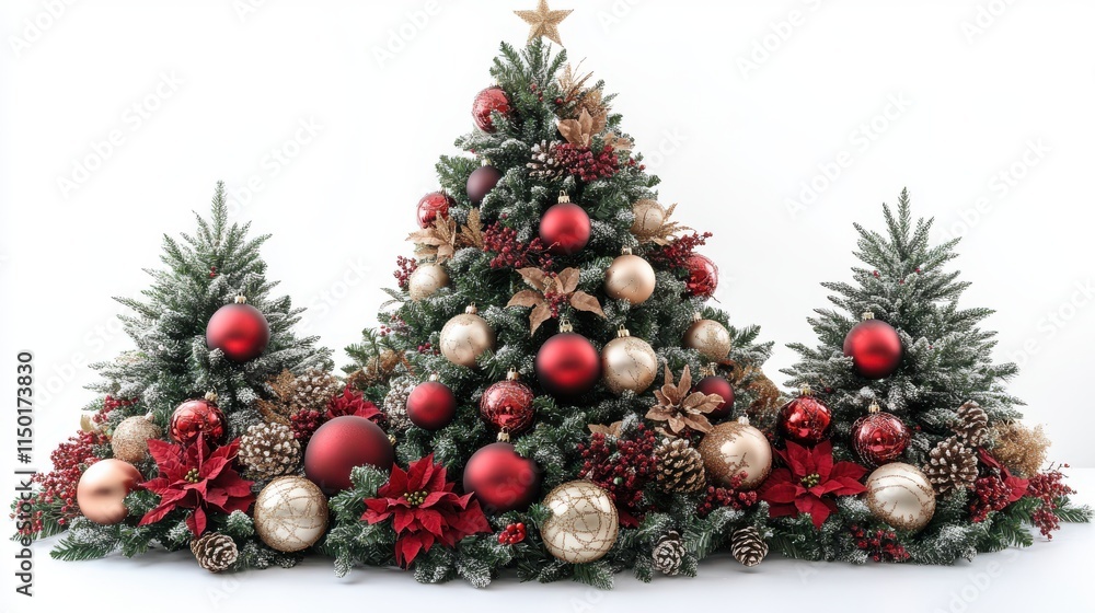 Fototapeta premium celebrate the start of the new year with a beautifully decorated christmas tree perfect for new year s festivities and holiday decor against a white background