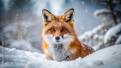 Red Fox in Snowy Winter Wonderland: Majestic Wildlife Photography