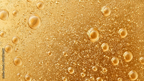 Fizzing bubbles rise in golden liquid, capturing refreshing effervescence
