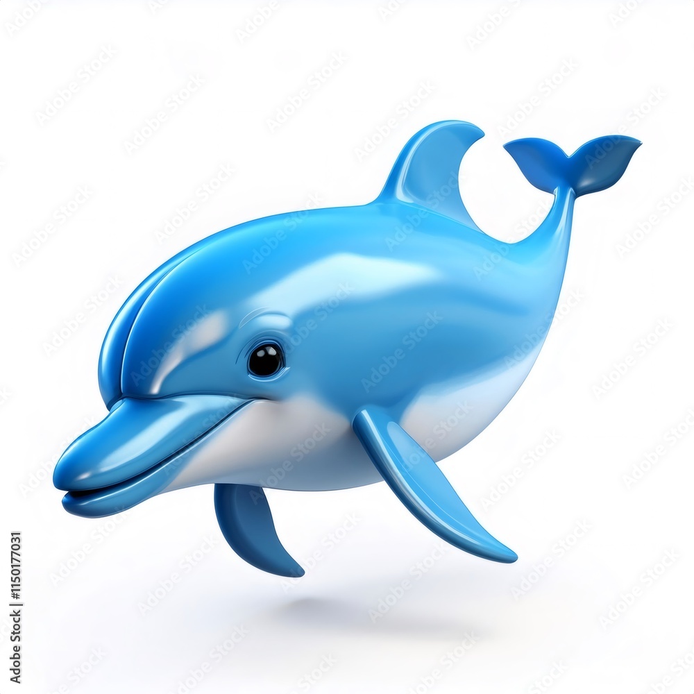3D cartoon dolphin swimming and smiling, isolated on white background with full depth of field 3D cartoon dolphin swimming and smiling, isolated on white background with full depth of field