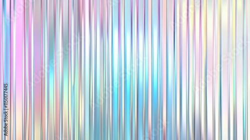 Seamless iridescent silver holographic chrome foil vaporwave background texture pattern. Trendy pearlescent pastel rainbow prism effect. Corrugated ribbed privacy glass refraction