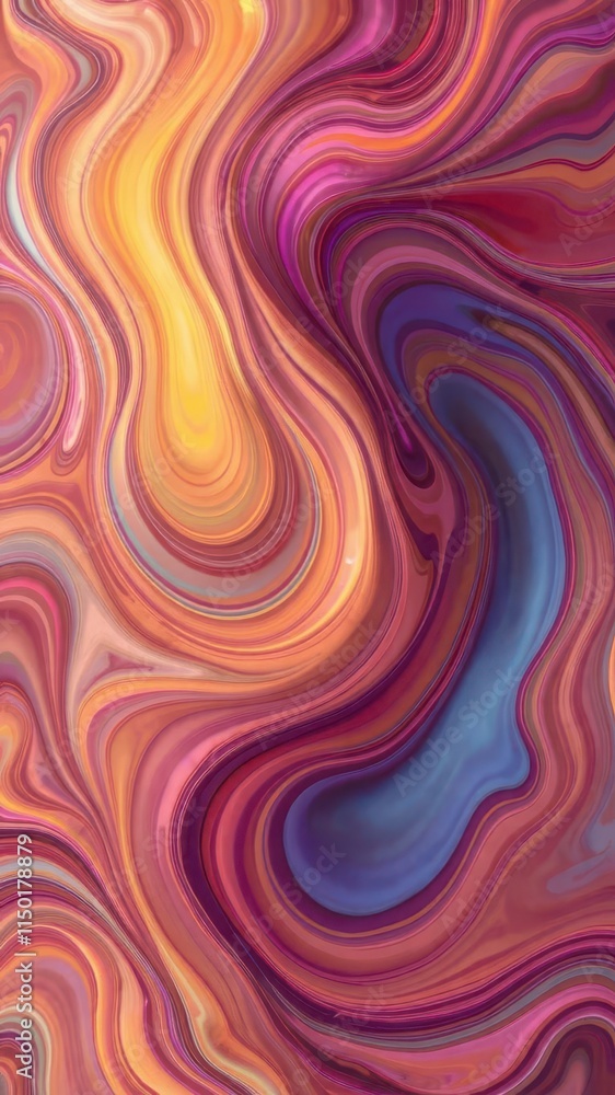 Obraz premium Fluid, swirling, vibrant colors create hypnotic abstract wave forms, painting,sea
