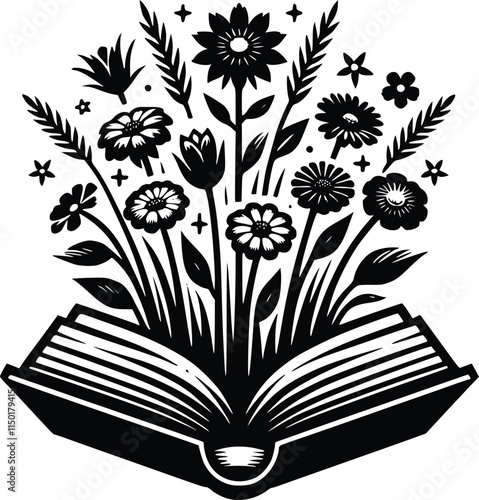 Wild floral book svg design, floral book vector, floral svg