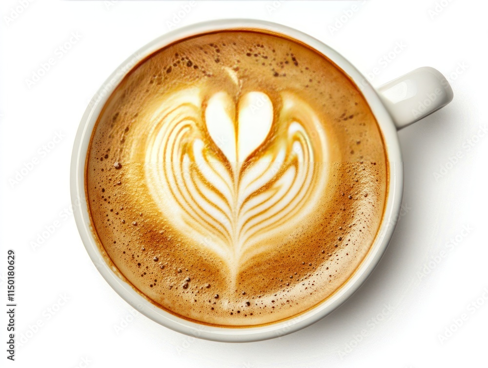 A beautifully crafted latte with a heart-shaped foam design. A beautifully crafted latte with a heart-shaped foam design.